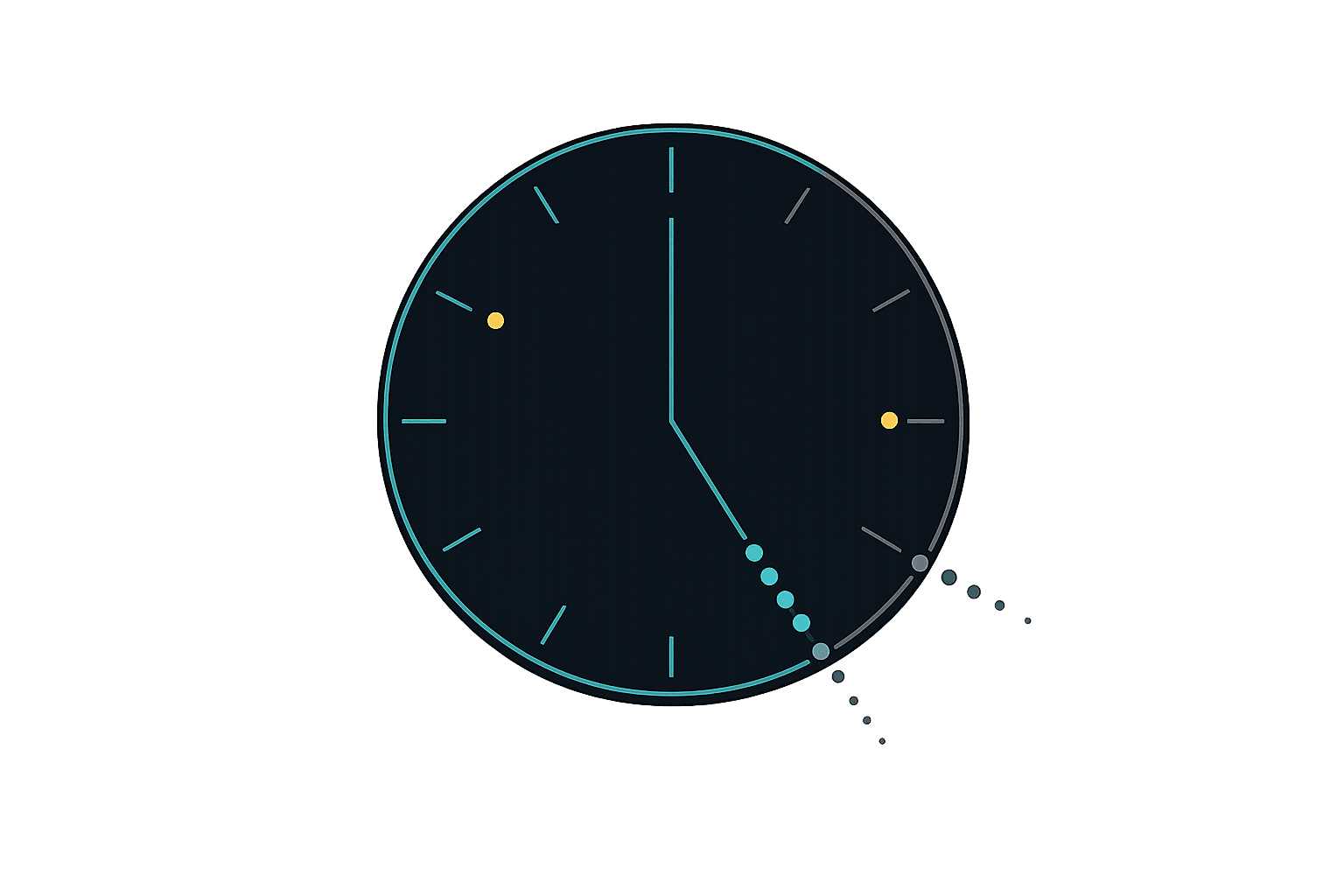 A clock past closing hours — calls slipping away after the practice is closed